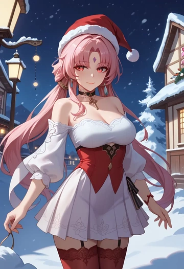 star rail,fu xuan,Christmas,sweater dress,stockings  - AI generated anime art